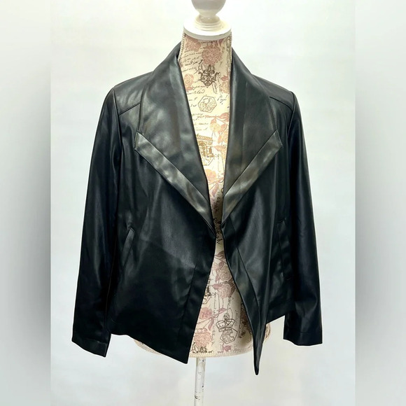CHASER Black faux leather waterfall jacket size‎ S - Picture 1 of 12